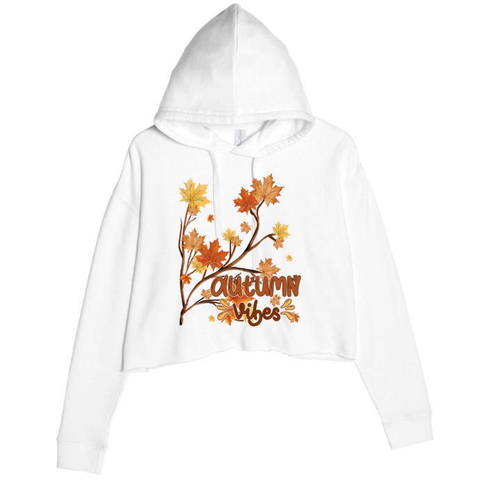 Autumn Vibes Leaves Cozy Crop Fleece Hoodie