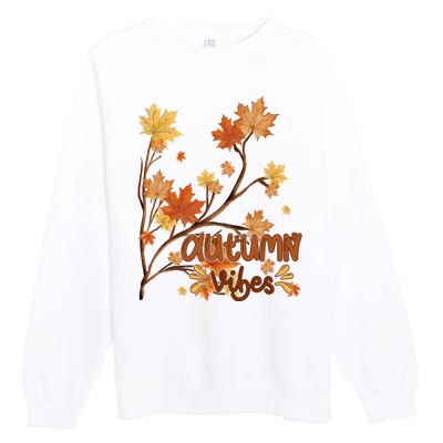 Autumn Vibes Leaves Cozy Premium Crewneck Sweatshirt