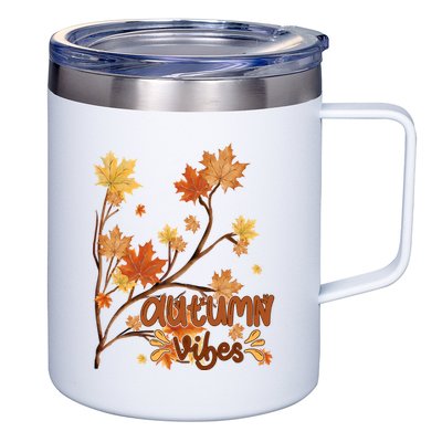 Autumn Vibes Leaves Cozy 12oz Stainless Steel Coffee Mug