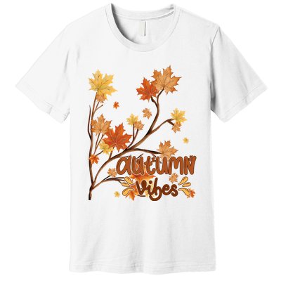 Autumn Vibes Leaves Cozy Premium T-Shirt