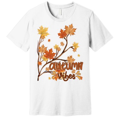 Autumn Vibes Leaves Cozy Premium T-Shirt