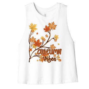 Autumn Vibes Leaves Cozy Women's Racerback Cropped Tank