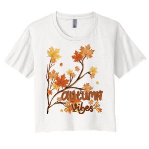 Autumn Vibes Leaves Cozy Women's Crop Top Tee