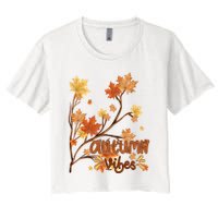 Autumn Vibes Leaves Cozy Women's Crop Top Tee