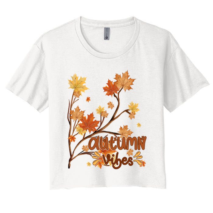 Autumn Vibes Leaves Cozy Women's Crop Top Tee
