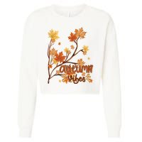 Autumn Vibes Leaves Cozy Cropped Pullover Crew