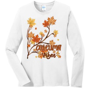 Autumn Vibes Leaves Cozy Ladies Long Sleeve Shirt