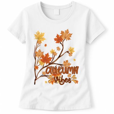 Autumn Vibes Leaves Cozy Womens T-Shirt