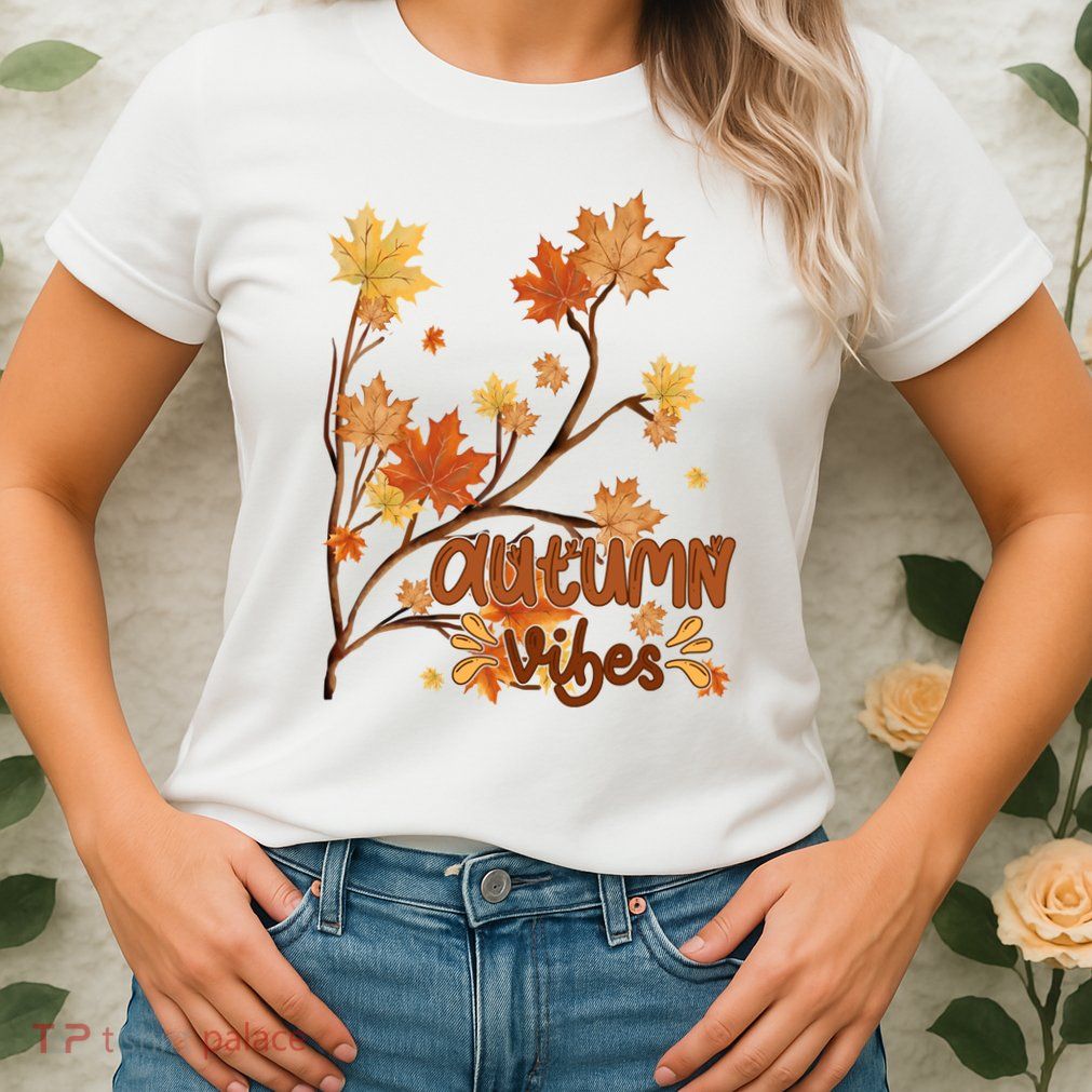 Autumn Vibes Leaves Cozy Womens T-Shirt