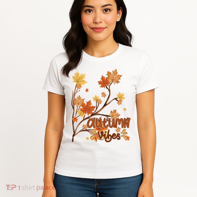 Autumn Vibes Leaves Cozy Womens T-Shirt