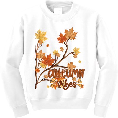 Autumn Vibes Leaves Cozy Kids Sweatshirt