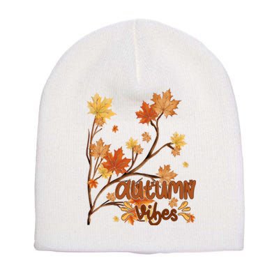 Autumn Vibes Leaves Cozy Short Acrylic Beanie