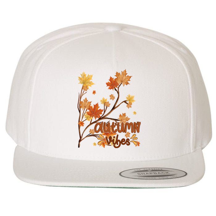 Autumn Vibes Leaves Cozy Wool Snapback Cap