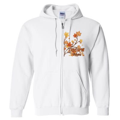 Autumn Vibes Leaves Cozy Full Zip Hoodie