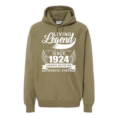 Authentic Vintage Living Legend Since 1924 Legends Never Die 100th Birthday Premium Hoodie