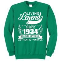 Authentic Vintage Living Legend Since 1934 Legends Never Die 90th Birthday Sweatshirt