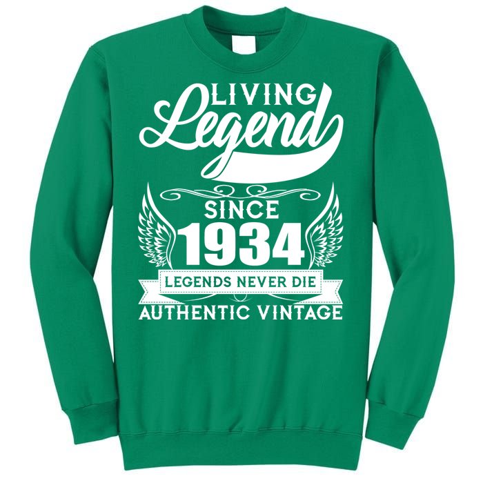 Authentic Vintage Living Legend Since 1934 Legends Never Die 90th Birthday Sweatshirt