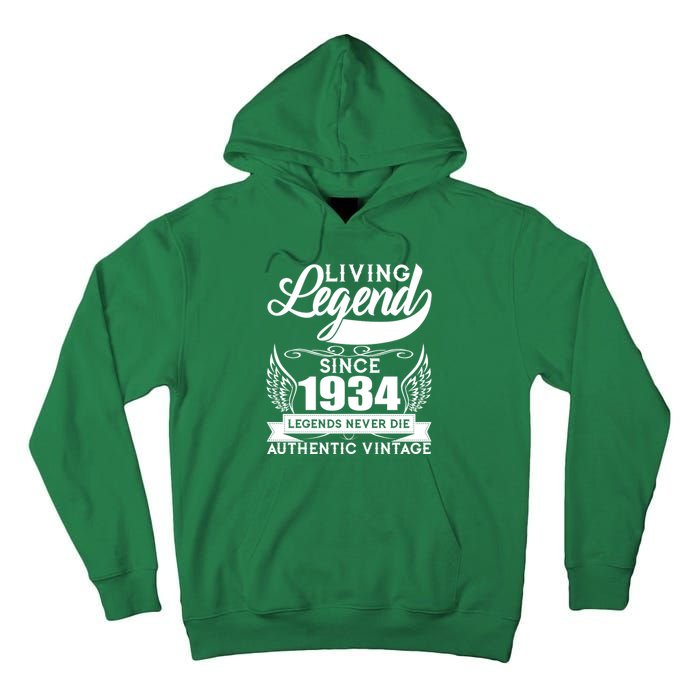 Authentic Vintage Living Legend Since 1934 Legends Never Die 90th Birthday Tall Hoodie