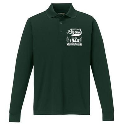 Authentic Vintage Living Legend Since 1944 Legends Never Die 80th Birthday Performance Long Sleeve Polo