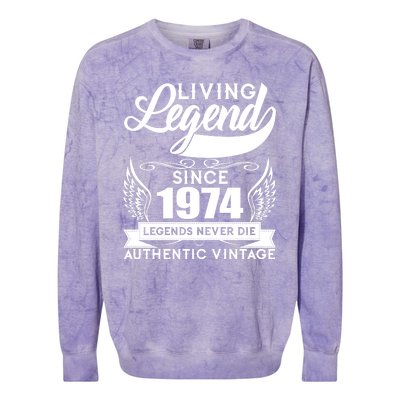 Authentic Vintage Living Legend Since 1974 Legends Never Die 50th Birthday Colorblast Crewneck Sweatshirt