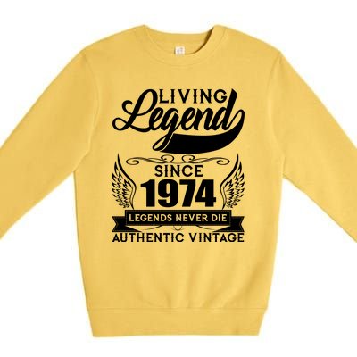 Authentic Vintage Living Legend Since 1974 Legends Never Die 50th Birthday Premium Crewneck Sweatshirt