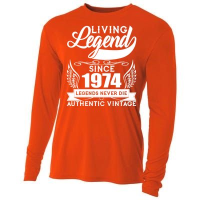 Authentic Vintage Living Legend Since 1974 Legends Never Die 50th Birthday Cooling Performance Long Sleeve Crew