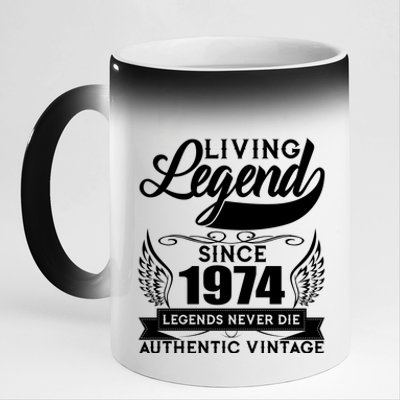 Authentic Vintage Living Legend Since 1974 Legends Never Die 50th Birthday 11oz Black Color Changing Mug