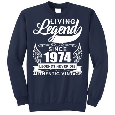 Authentic Vintage Living Legend Since 1974 Legends Never Die 50th Birthday Sweatshirt