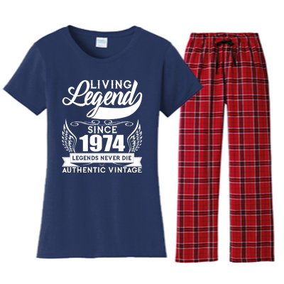 Authentic Vintage Living Legend Since 1974 Legends Never Die 50th Birthday Women's Flannel Pajama Set