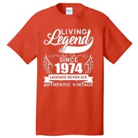 Authentic Vintage Living Legend Since 1974 Legends Never Die 50th Birthday Tall T-Shirt