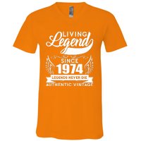 Authentic Vintage Living Legend Since 1974 Legends Never Die 50th Birthday V-Neck T-Shirt