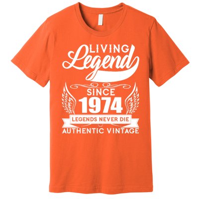 Authentic Vintage Living Legend Since 1974 Legends Never Die 50th Birthday Premium T-Shirt