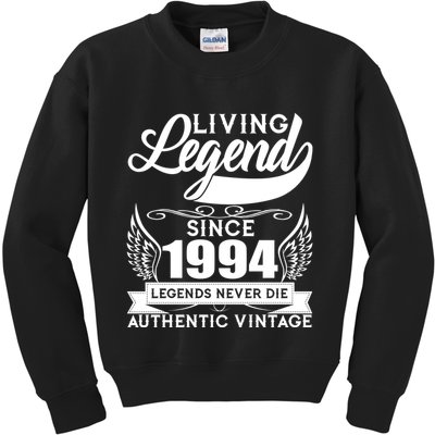 Authentic Vintage Living Legend Since 1994 Legends Never Die 30th Birthday Kids Sweatshirt