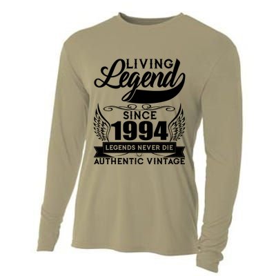 Authentic Vintage Living Legend Since 1994 Legends Never Die 30th Birthday Cooling Performance Long Sleeve Crew
