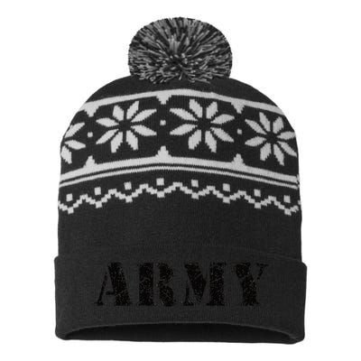 Army  Vintage Military Green Retro USA Soldier Gift  USA-Made Snowflake Beanie