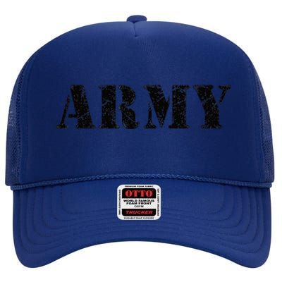 Army  Vintage Military Green Retro USA Soldier Gift  High Crown Mesh Back Trucker Hat