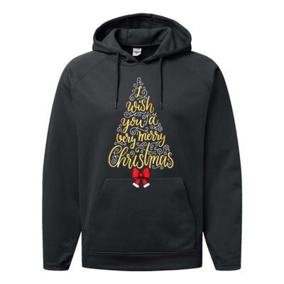 A Very Merry Christmas Tree And Coquette Bow Tank Top Performance Fleece Hoodie