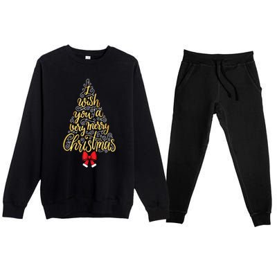 A Very Merry Christmas Tree And Coquette Bow Tank Top Premium Crewneck Sweatsuit Set