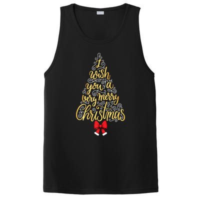 A Very Merry Christmas Tree And Coquette Bow Tank Top PosiCharge Competitor Tank