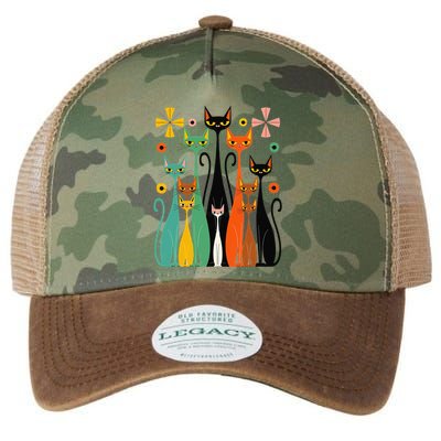 Aesthetic Vintage Mod Cat Design – Retro 50s Kitsch Artwork .Png Legacy Tie Dye Trucker Hat