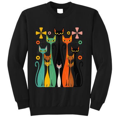 Aesthetic Vintage Mod Cat Design – Retro 50s Kitsch Artwork .Png Sweatshirt