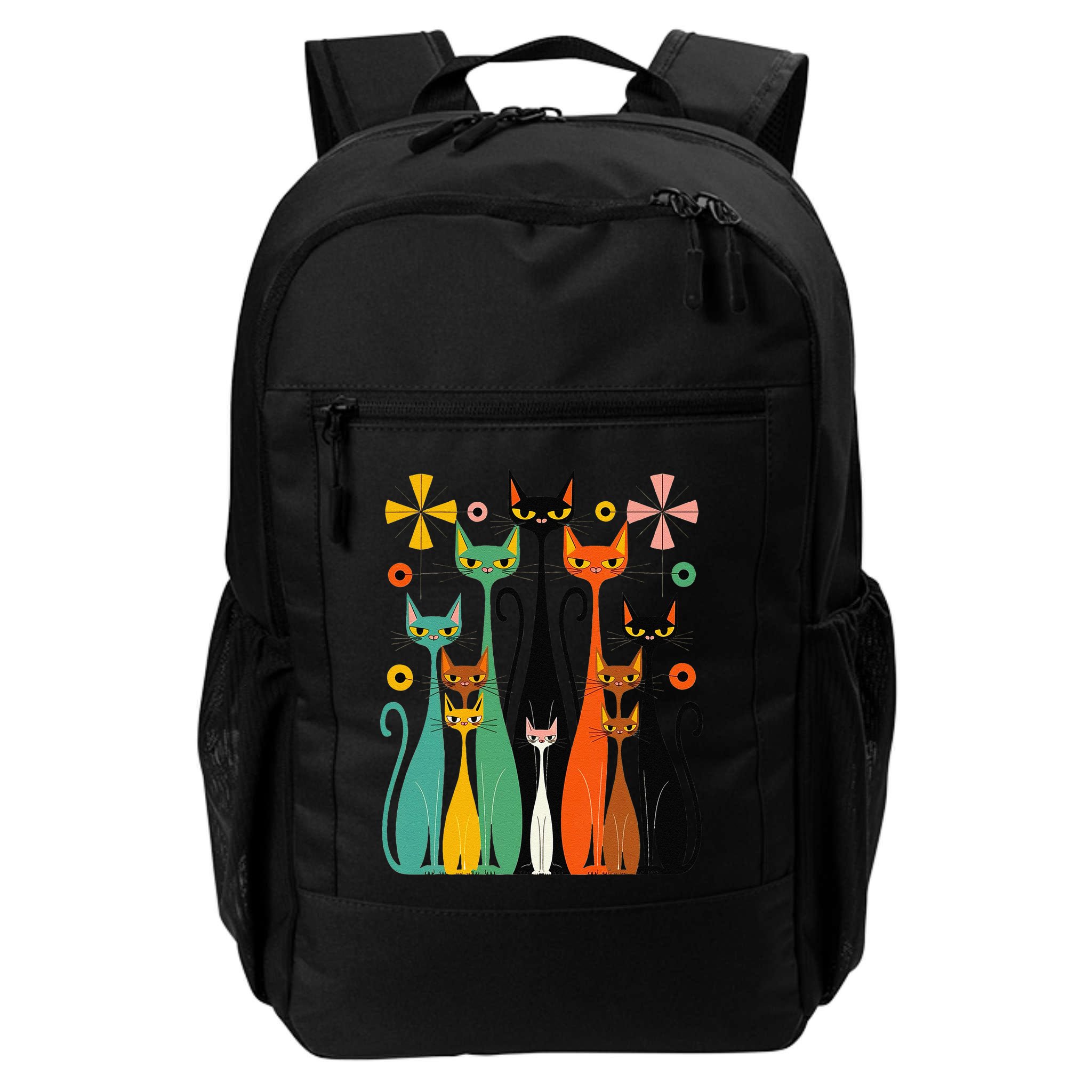 Aesthetic Vintage Mod Cat Design – Retro 50s Kitsch Artwork .Png Backpack