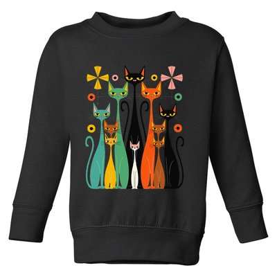 Aesthetic Vintage Mod Cat Design – Retro 50s Kitsch Artwork .Png Toddler Sweatshirt