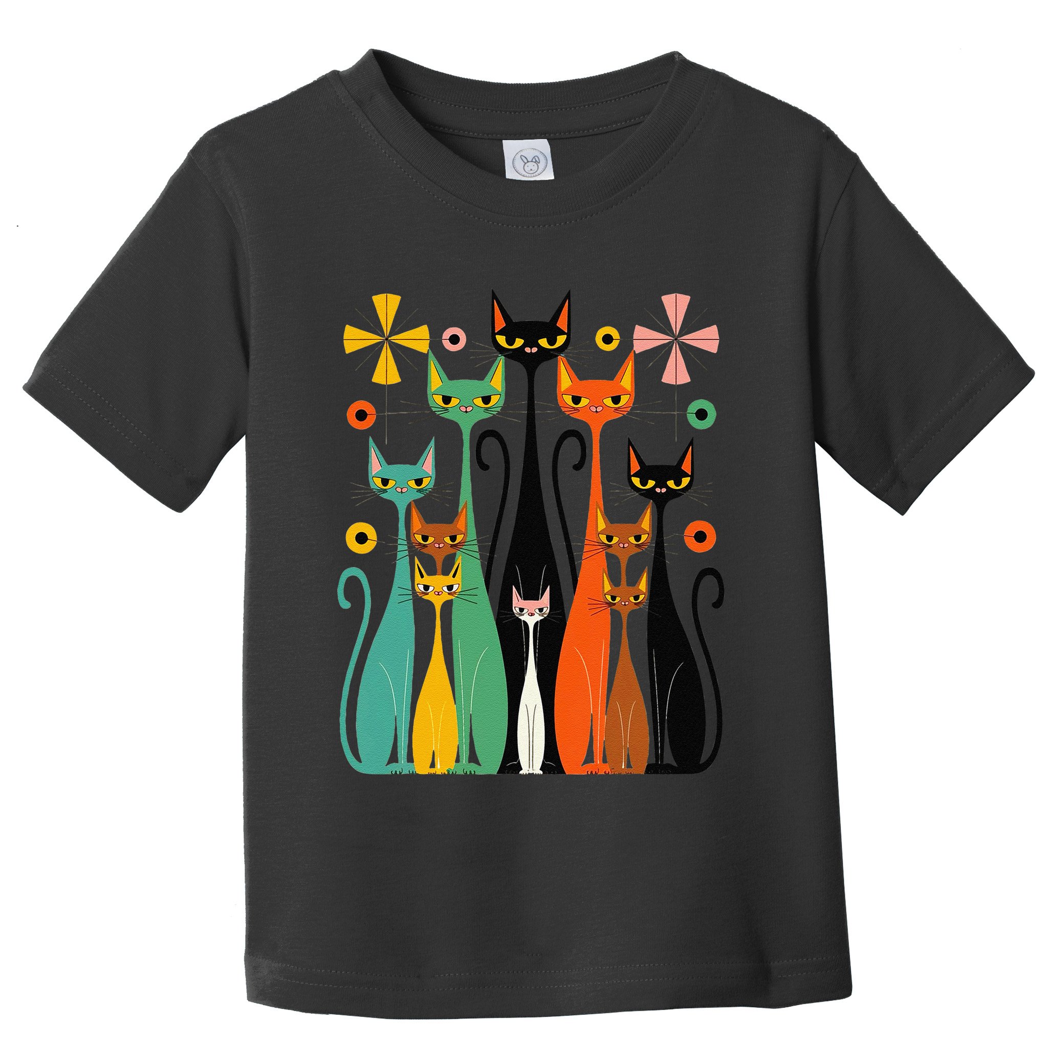 Aesthetic Vintage Mod Cat Design – Retro 50s Kitsch Artwork .Png Toddler T-Shirt