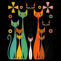 Aesthetic Vintage Mod Cat Design – Retro 50s Kitsch Artwork .Png Toddler T-Shirt