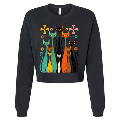 Aesthetic Vintage Mod Cat Design – Retro 50s Kitsch Artwork .Png Cropped Pullover Crew