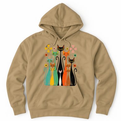 Aesthetic Vintage Mod Cat Design – Retro 50s Kitsch Artwork .Png Hoodie