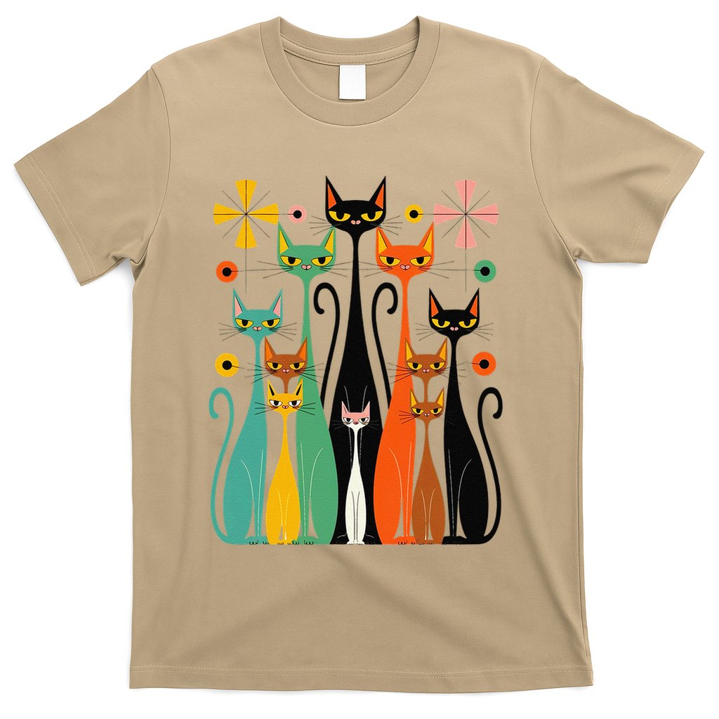 Aesthetic Vintage Mod Cat Design – Retro 50s Kitsch Artwork .Png T-Shirt
