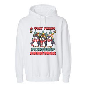 A Very Merry Penguin Christmas Funny Gift Garment-Dyed Fleece Hoodie