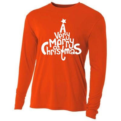 A Very Merry Christmas Tree Logo Cooling Performance Long Sleeve Crew